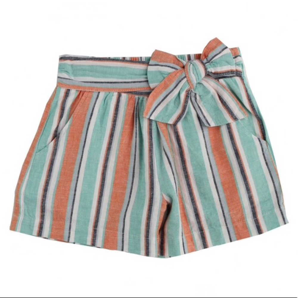 HABITUAL orange & turquoise striped linen-blend shorts size 16, NWT